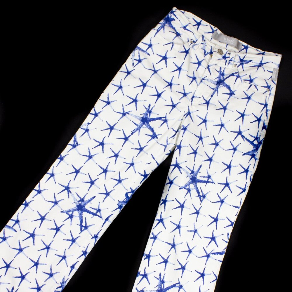 VERSACE VINTAGE STARFISH PATTERN WHITE PANTS